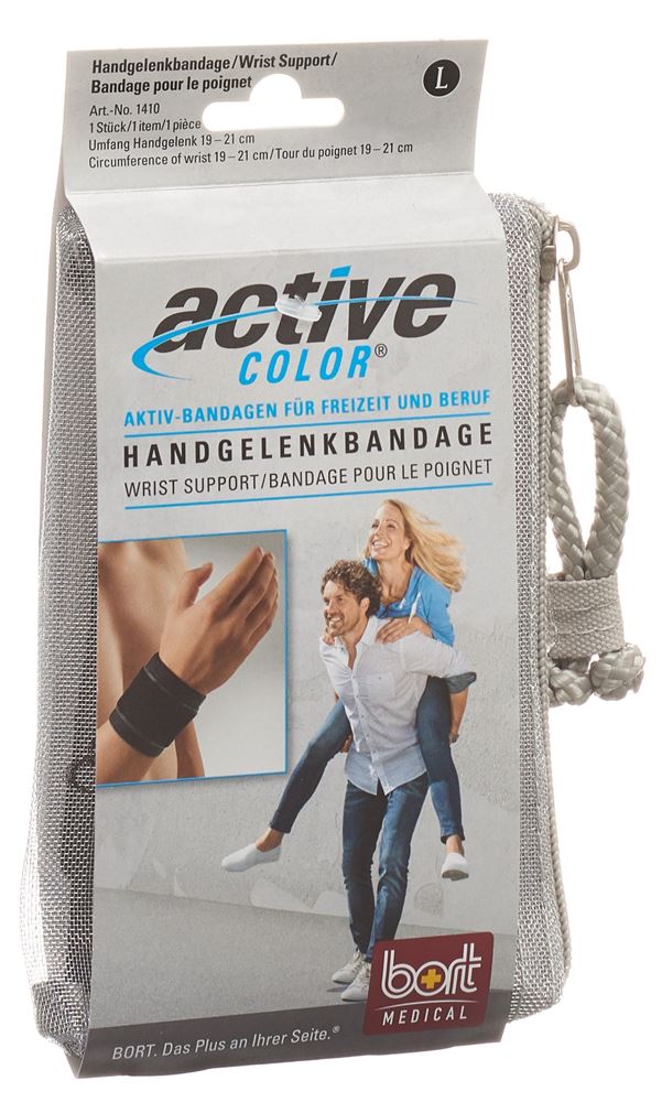 BORT ActiveColor Handgelenkbandage L  19cm schwarz 1 Stk