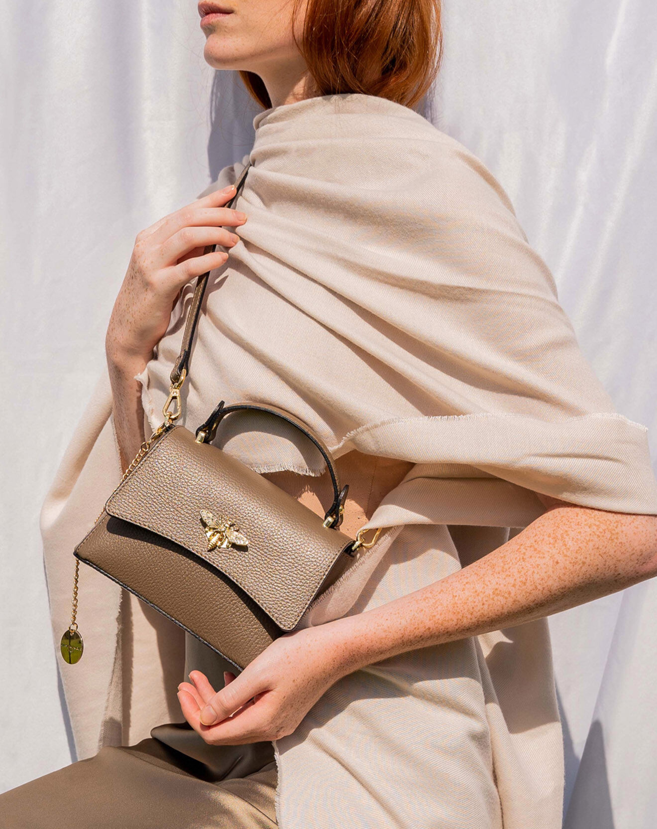 Christian Laurier Sac à main en Cuir Mathilde taupe  - 19.5x13.5x7.5 cm