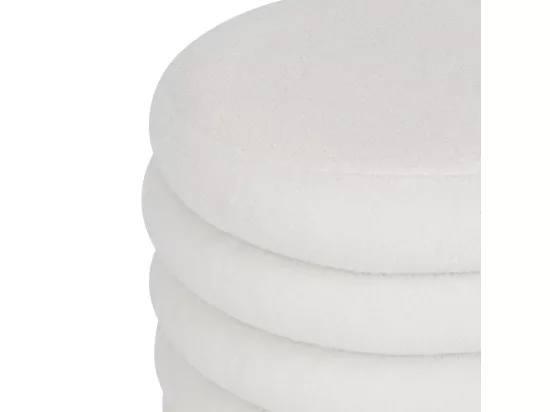 Pouf avec coffre en tissu à bouclettes Blanc 59 x 45 cm