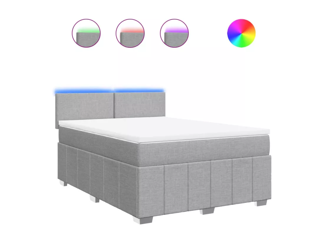 Sommier à lattes de lit avec matelas Gris clair 160x200cm Tissu