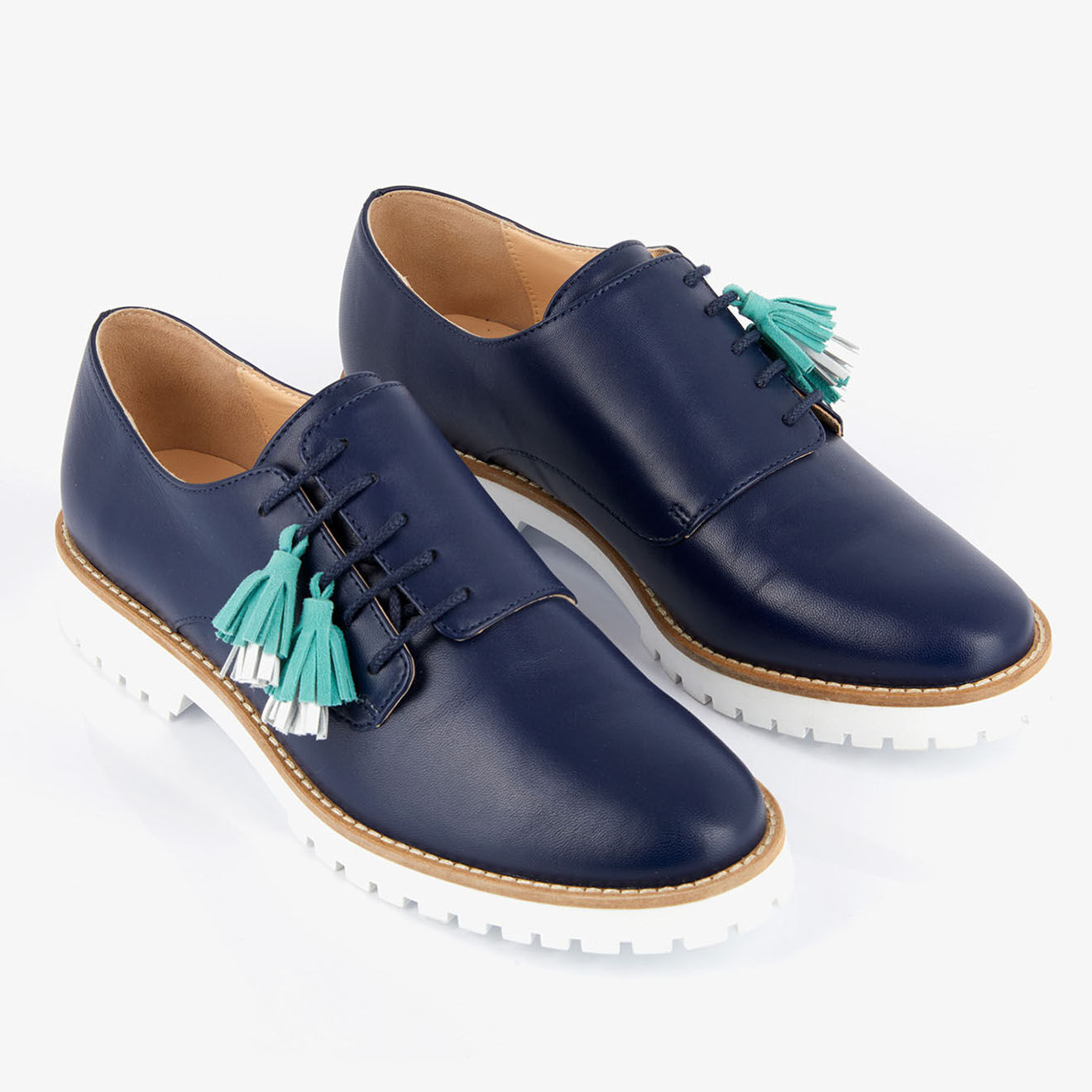 Mellow Yellow Derbies en Cuir Hoce marine