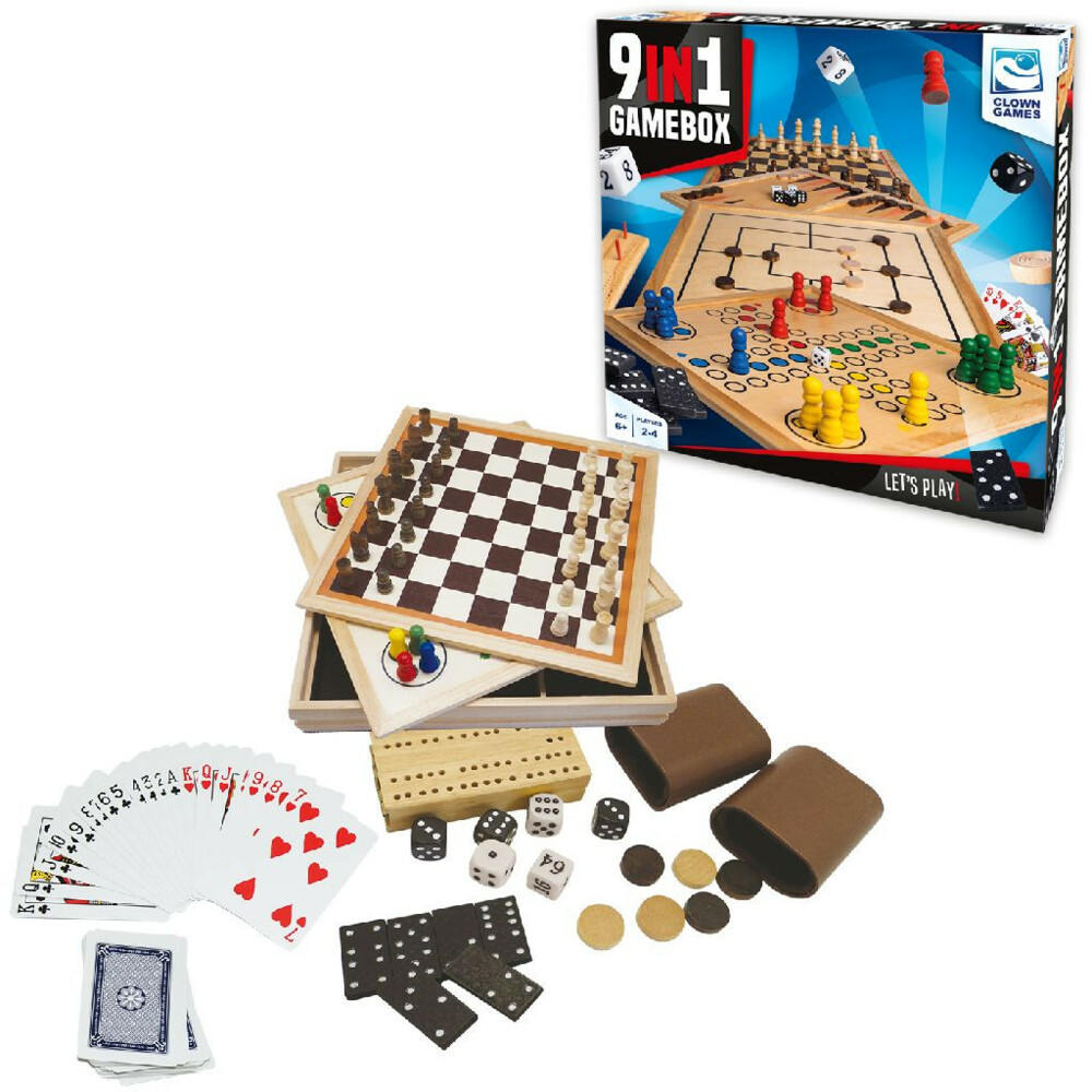 Clown Games 9-In-1 Spellendoos Hout
