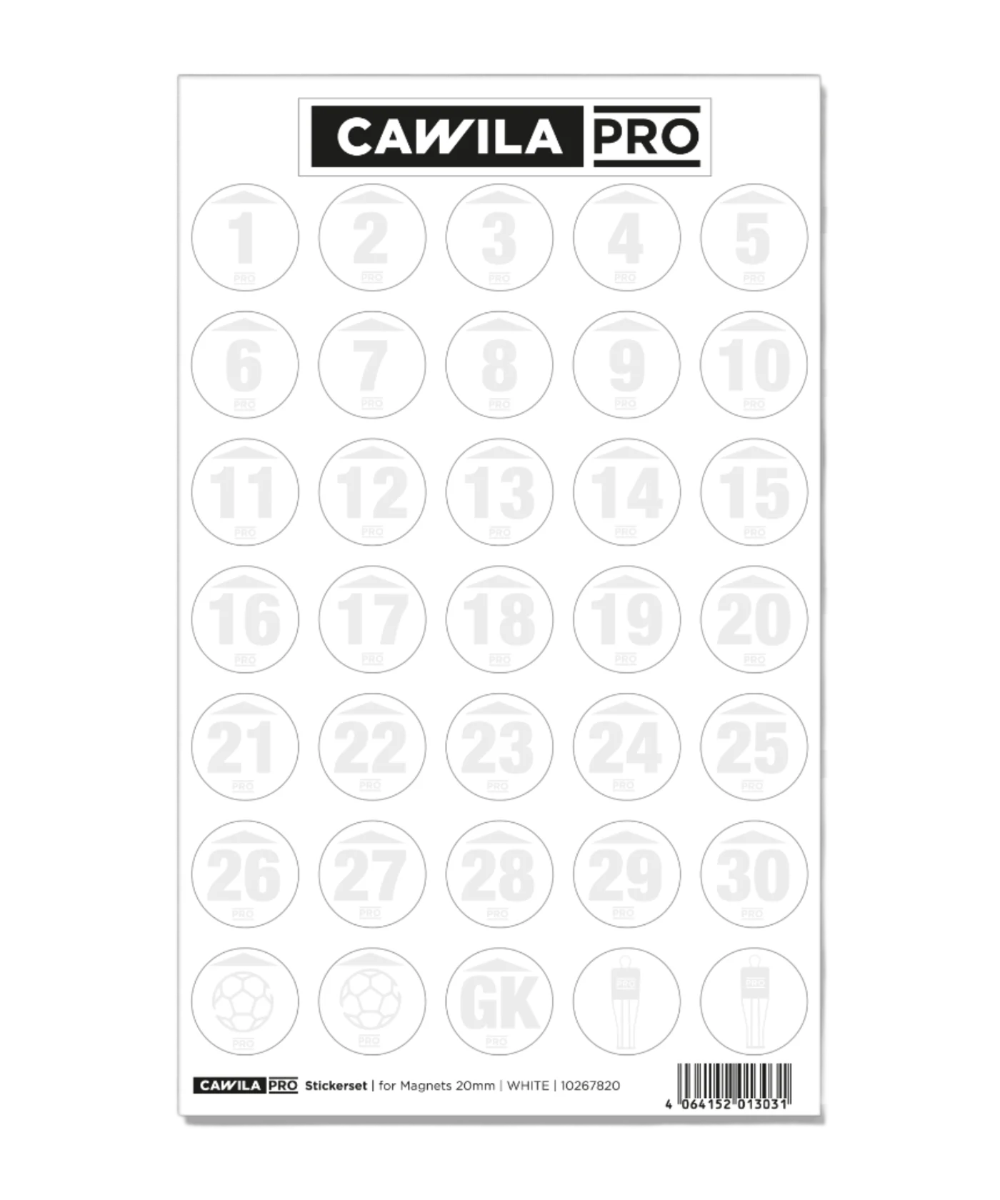 Cawila PRO Stickerset Rückennummer 20mm Weiss