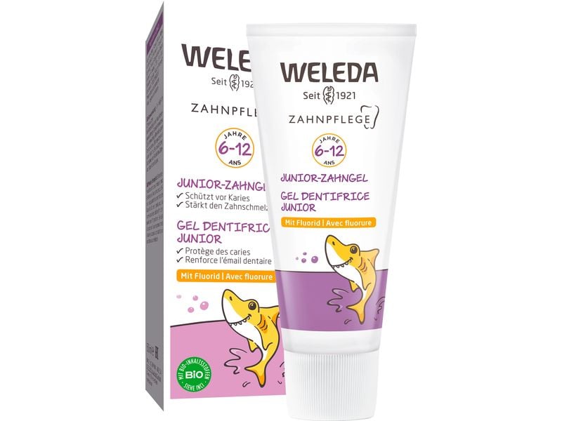 WELEDA Zahngel Junior mit Fluorid 50 ml Natürliche Zahnpasta mit mildem Geschmack für Kinder ab 6 Jahren