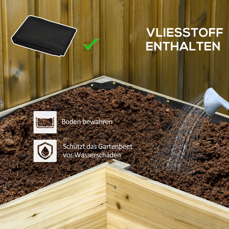 Outsunny Hochbeet mit 3 Abflussöffnungen im Boden natur