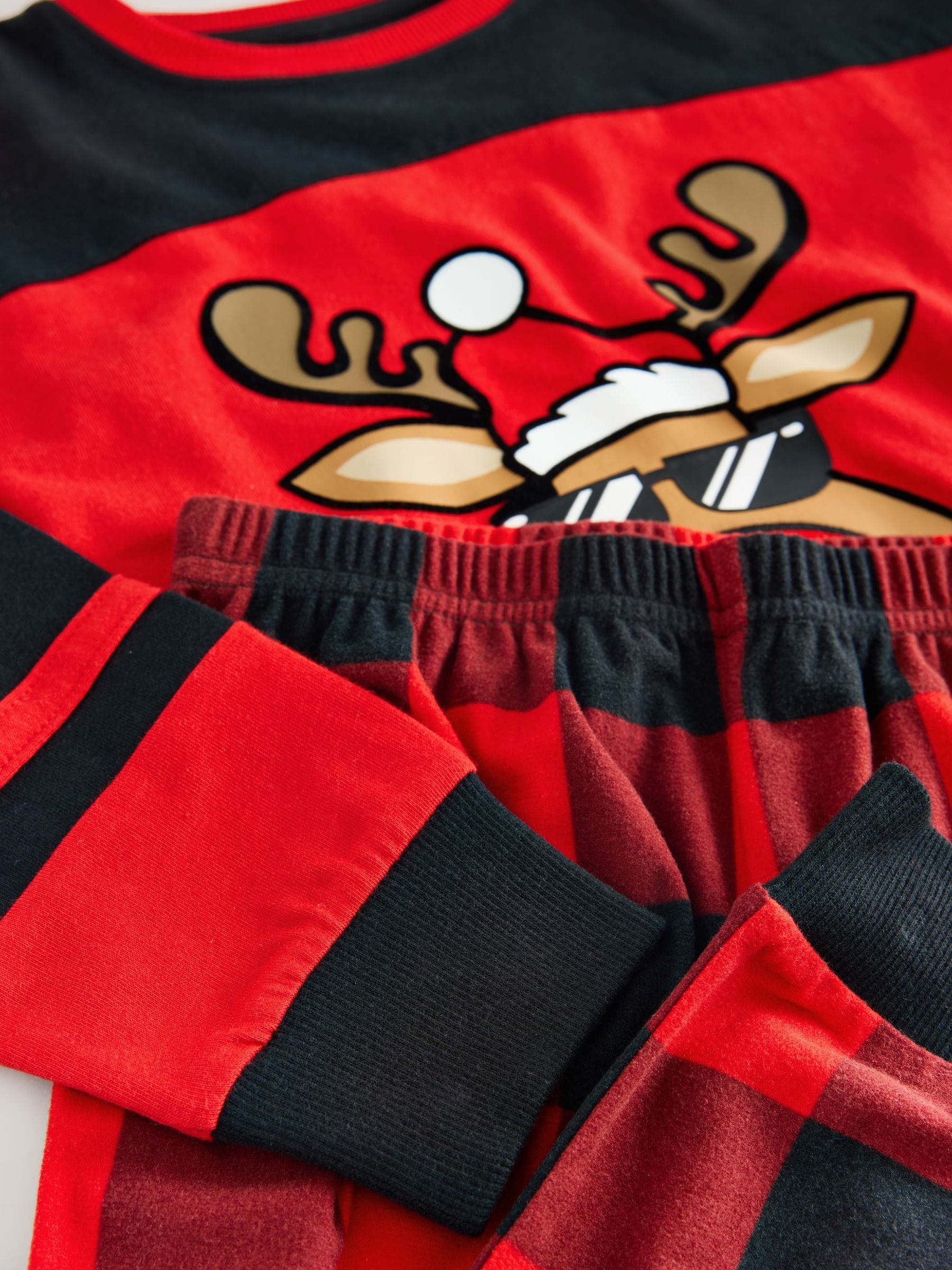 Red Check Reindeer - Enkele kerstpyjama (5-16jr)