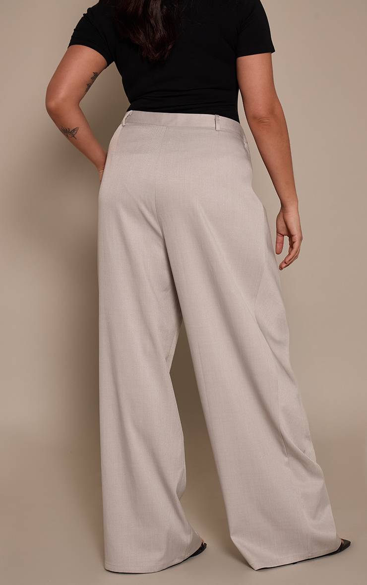 Gris Pantalon Grande Taille Tissé À Devant Croisé
