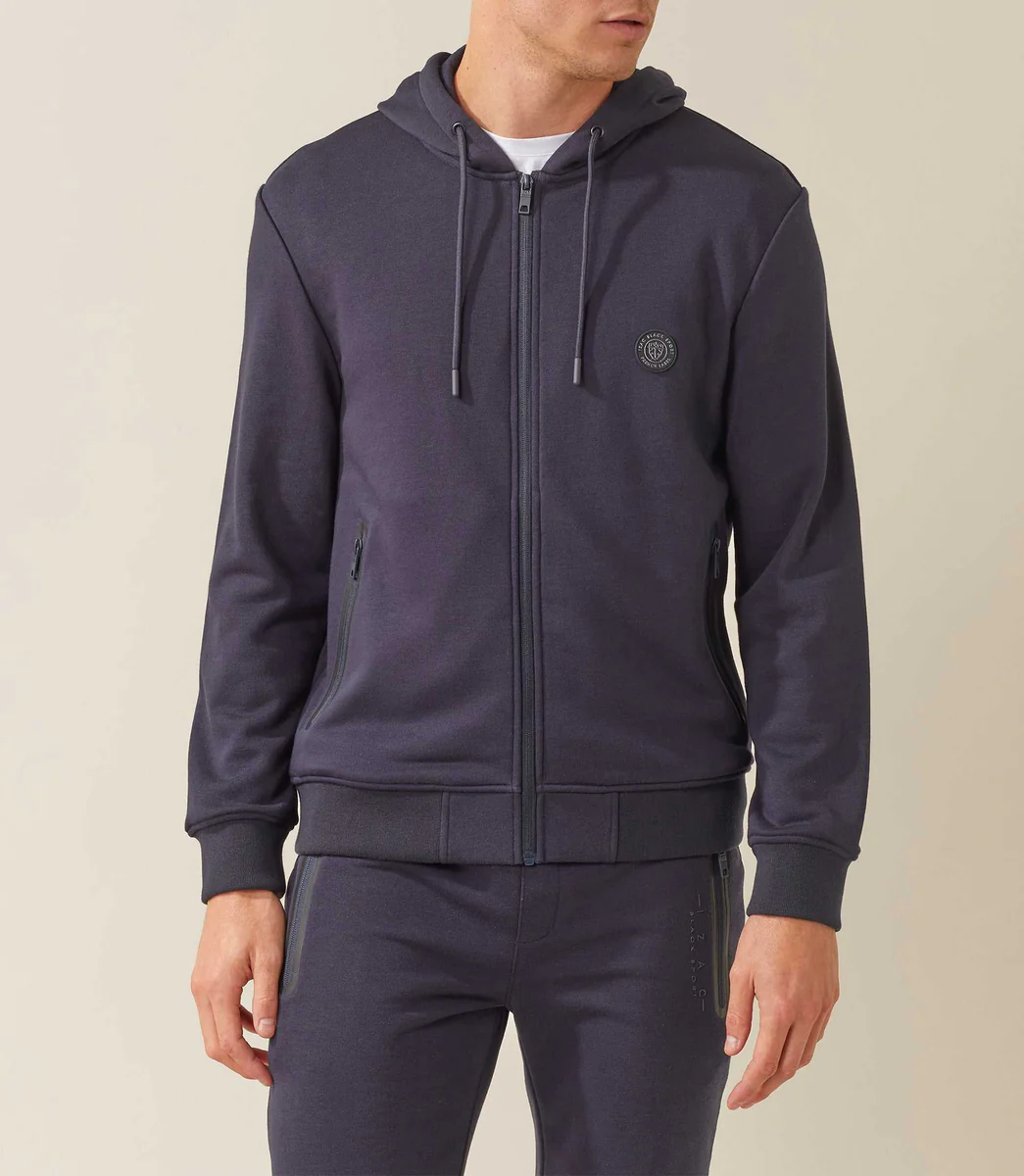 Sweat zippe à capuche marine 