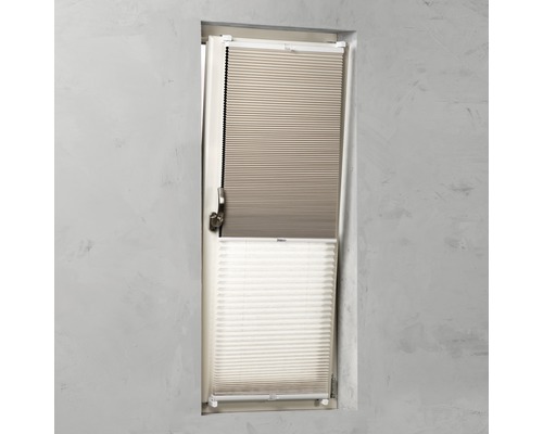 Soluna dubbel plisségordijn met zijspanning, linnen/beige, 45x130 cm