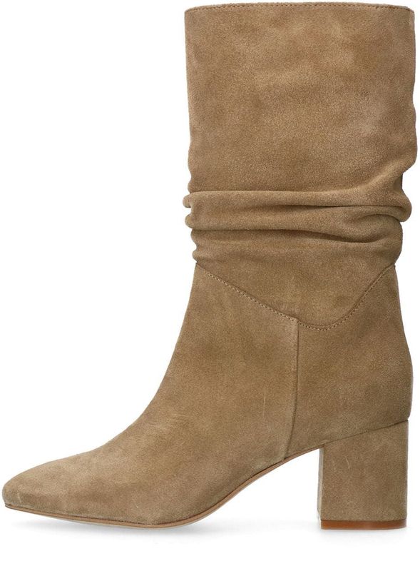 Manfield - Enkellaarzen - Beige - Suède - Gerimpeld Detail
