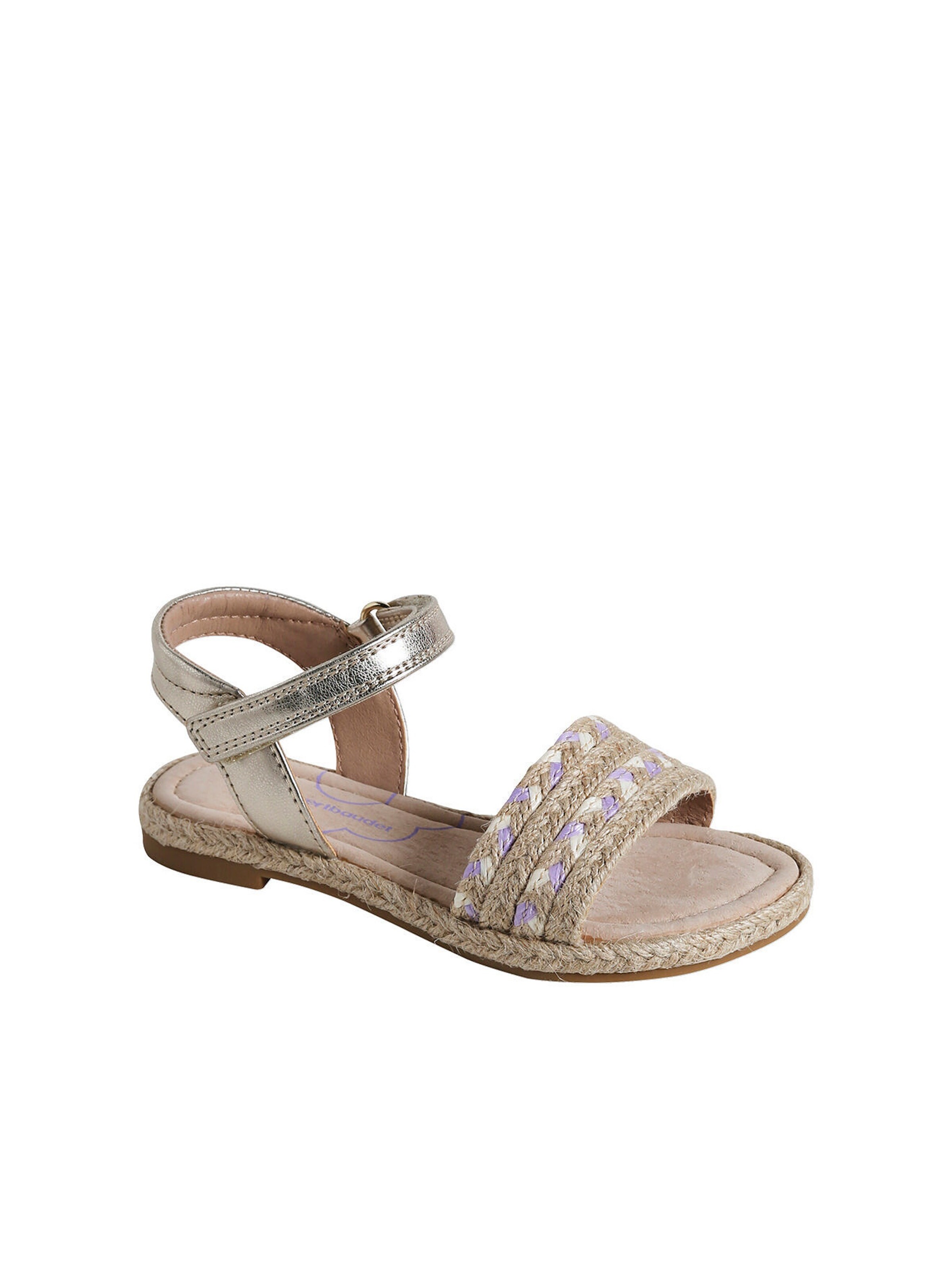 Vertbaudet Kinder Klett-Sandalen mit Anziehtrick beige bedruckt