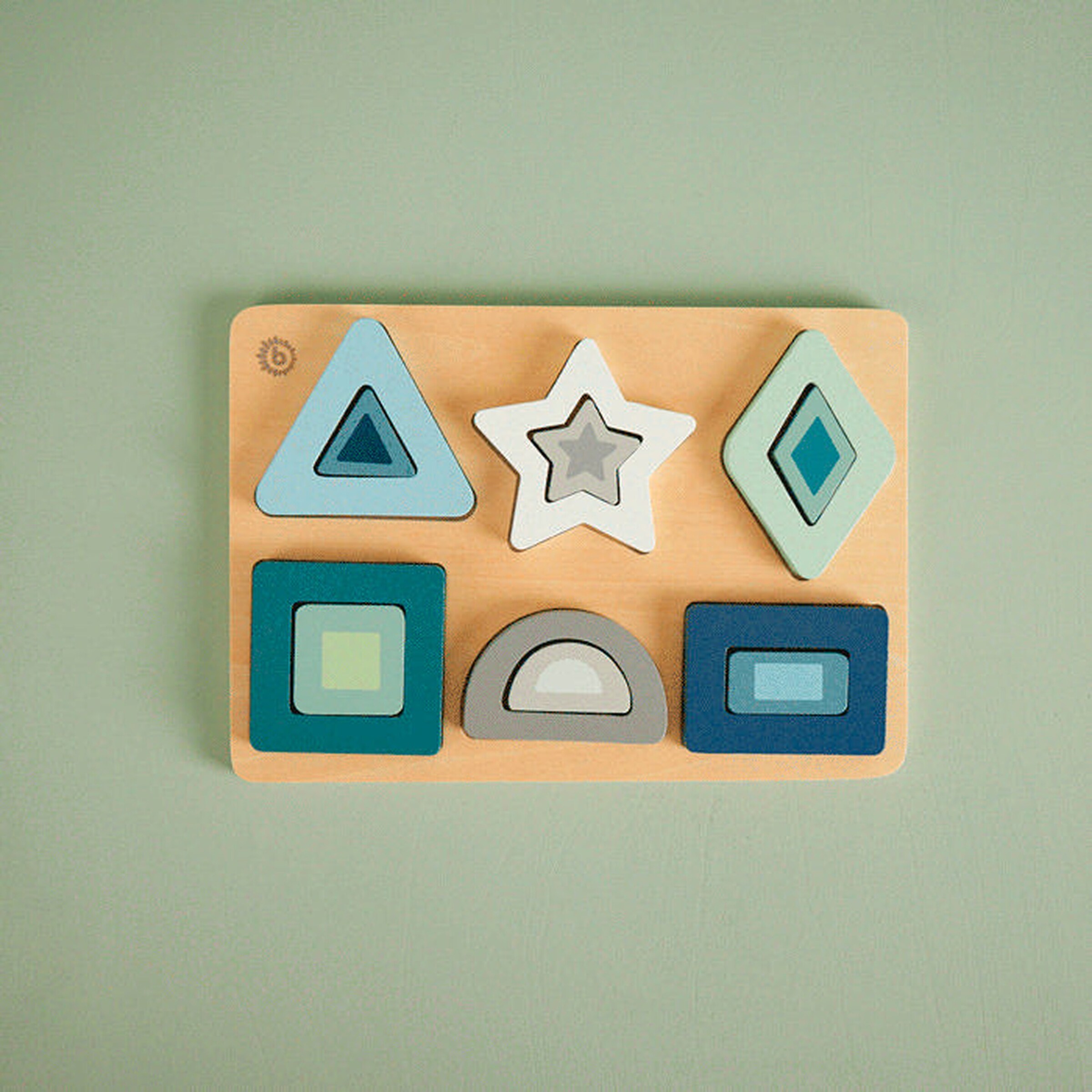 Bieco Geometrisches Puzzle aus Holz - ab 12 Monate Blau