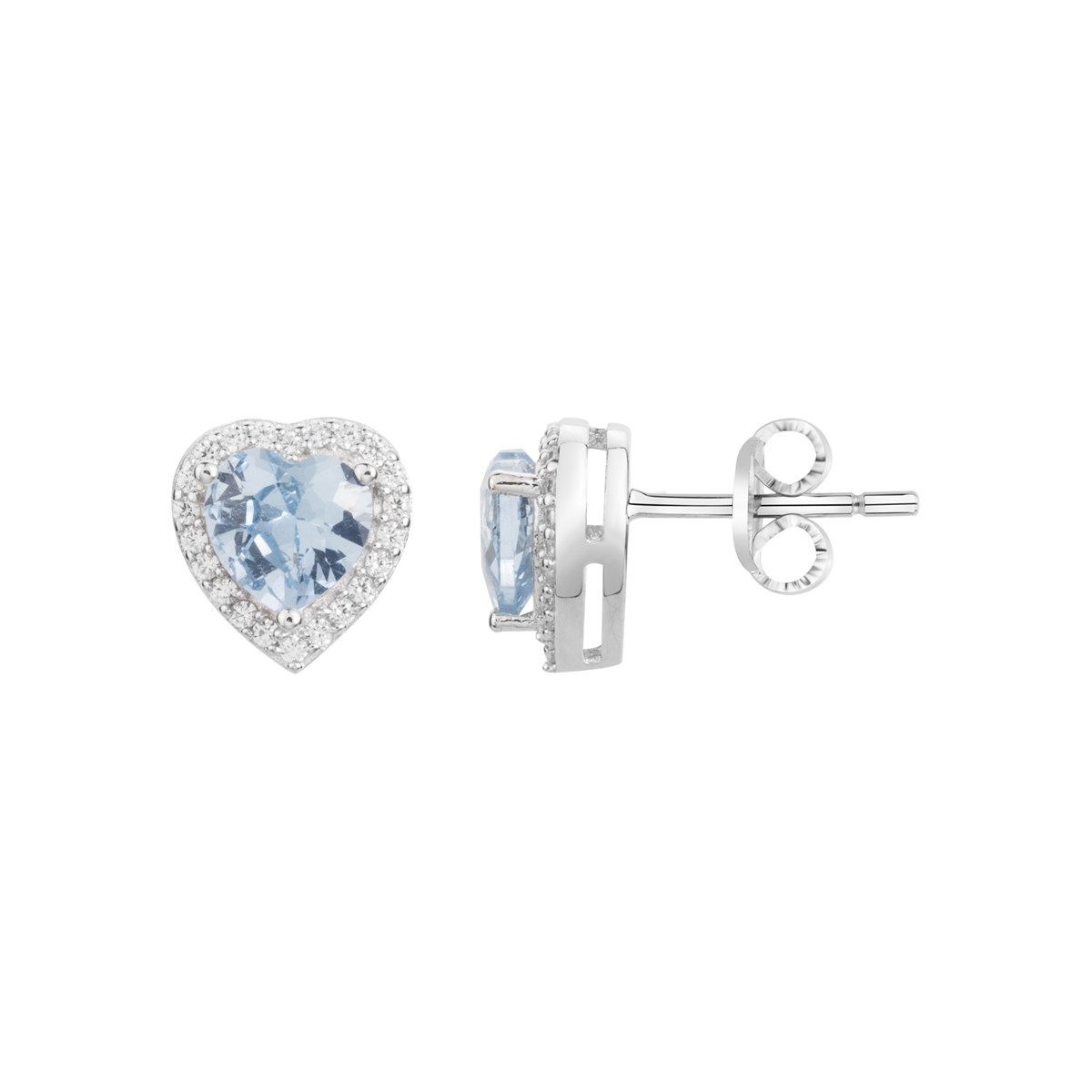Boucles d'oreilles puces en Argent avec spinelle bleu topaze