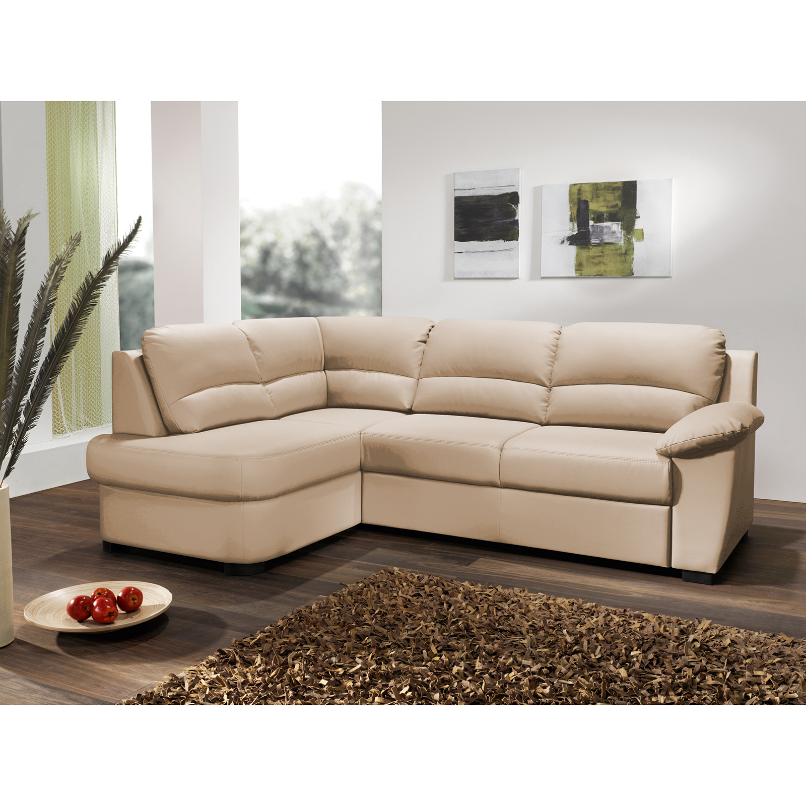 Ecksofa - biscuit - Kunstleder - Basismodell - Ottomane links