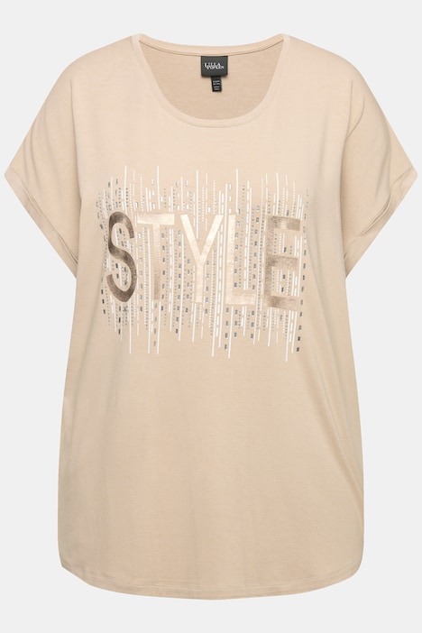 T-Shirt, Ziersteinmotiv, Oversized, Rundhals, Halbarm