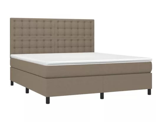 Sommier tapissier avec matelas et LED Taupe 180x200 cm Tissu