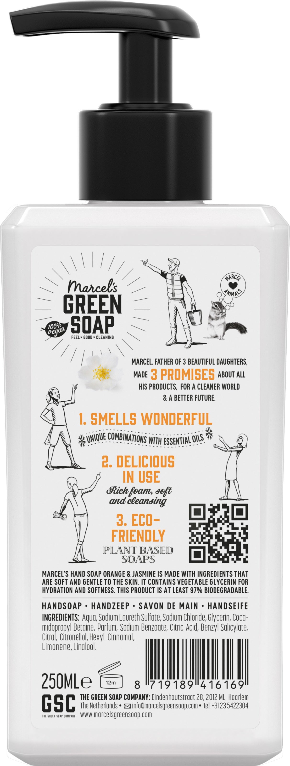 Marcel's Green Soap handzeep Sinaasappel en Jasmijn 250 ml