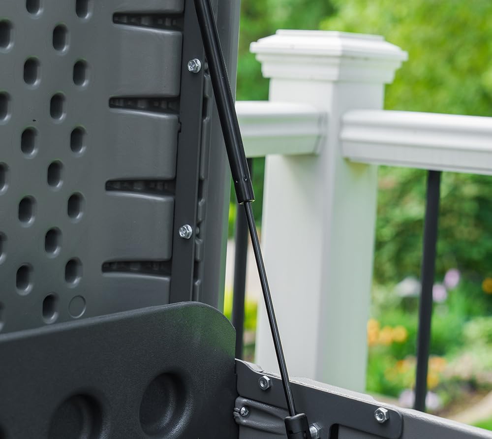 LIFETIME Gartenbox Space XL | 625 L | Grau | Kissenbox & Auflagenbox | mit Gasdruckfeder | Schlossvorrichtung | HDPE Kunststoff | Tragegriffe | wetterfest & UV-beständig
