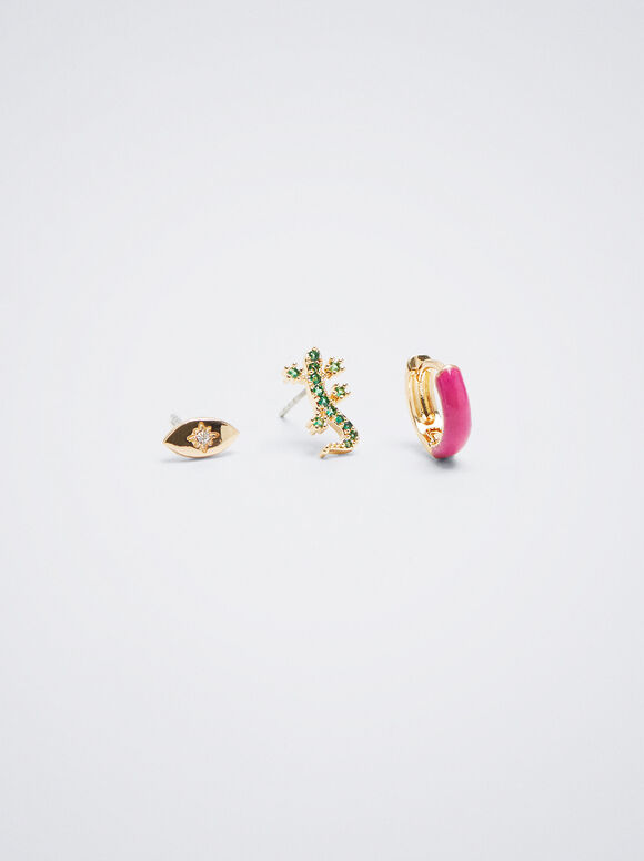 Conjunto de Anéis com Berloques e Zircônias - Multicor