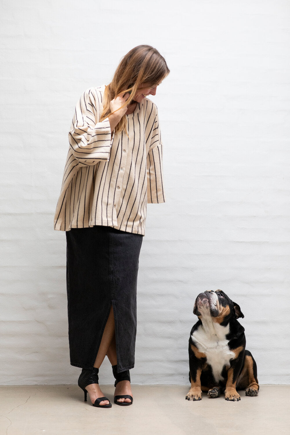 Bongusta  Naram oversized skjorte - creme & ink