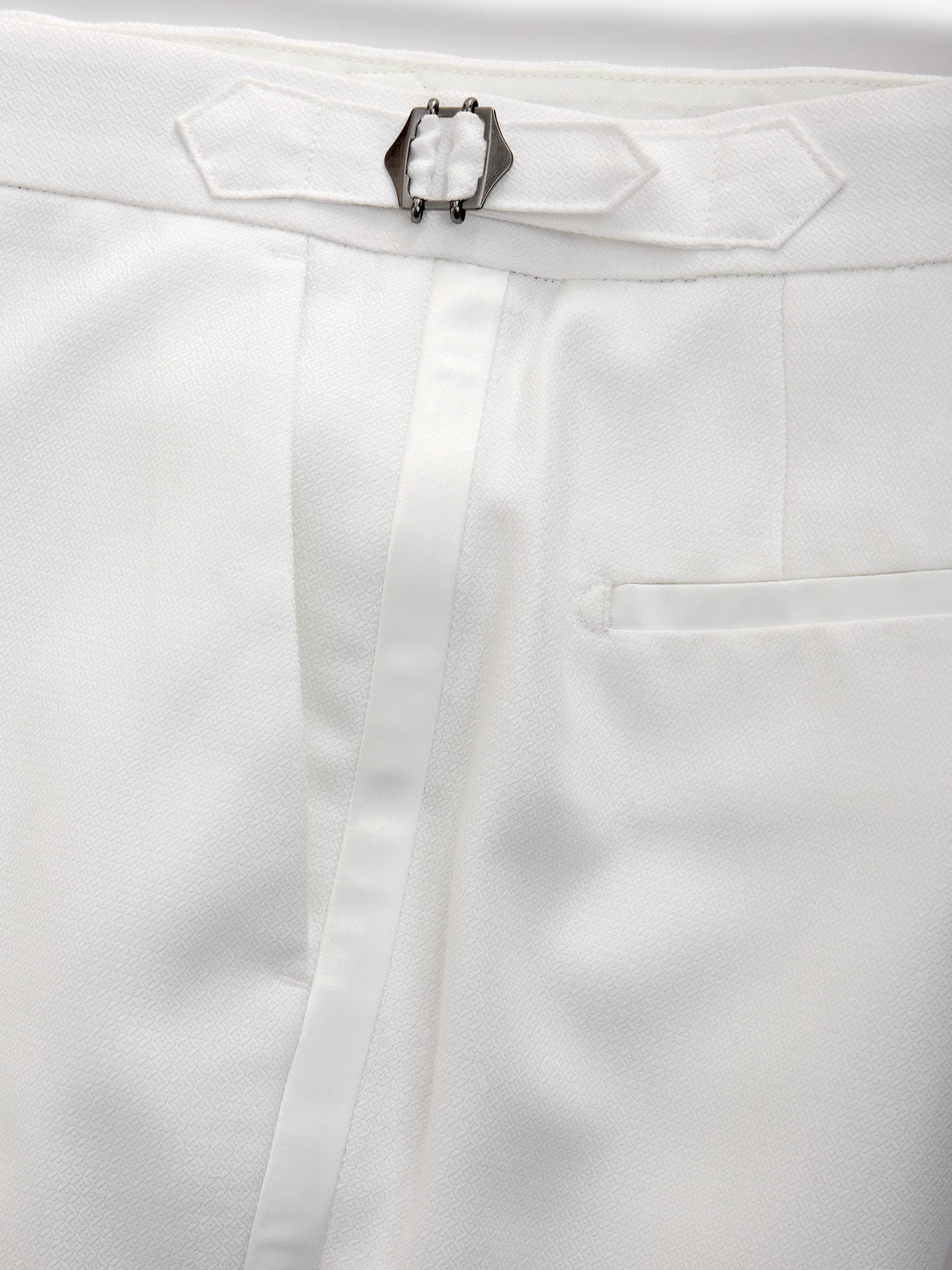 Wit - Normale Pasvorm - Adjustable Tape Detail Tuxedo Trousers