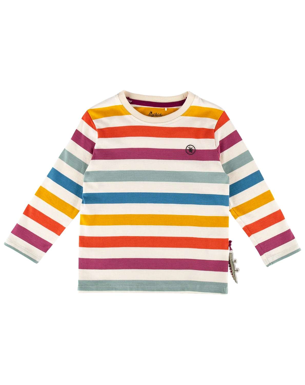 Langarmshirt M - WILD CROCODILE STRIPES in ecru/bunt
