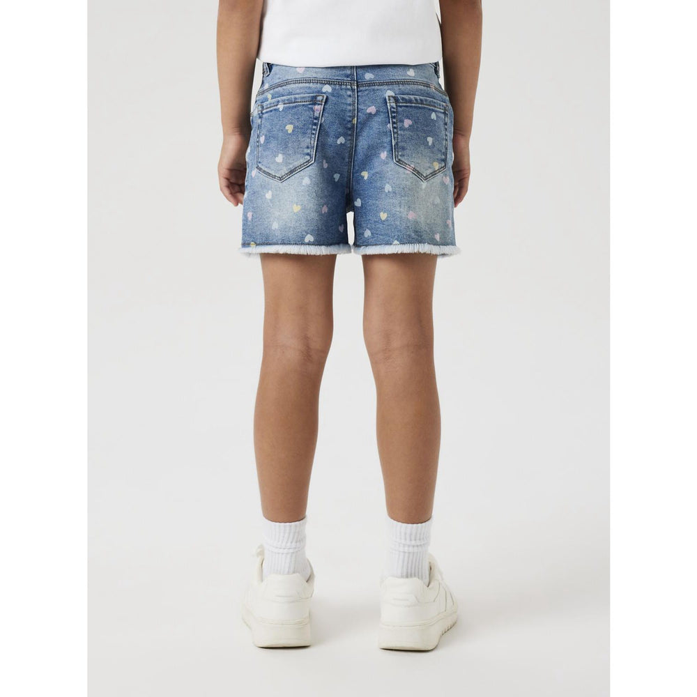 Køb Name It Medium Blue Denim Rose High Waist Mom Denim Shorts Noos