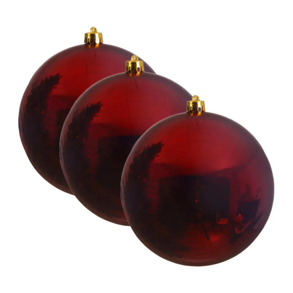 Decoris Kerstbal - donkerrood - groot - kunststof - 25 cm