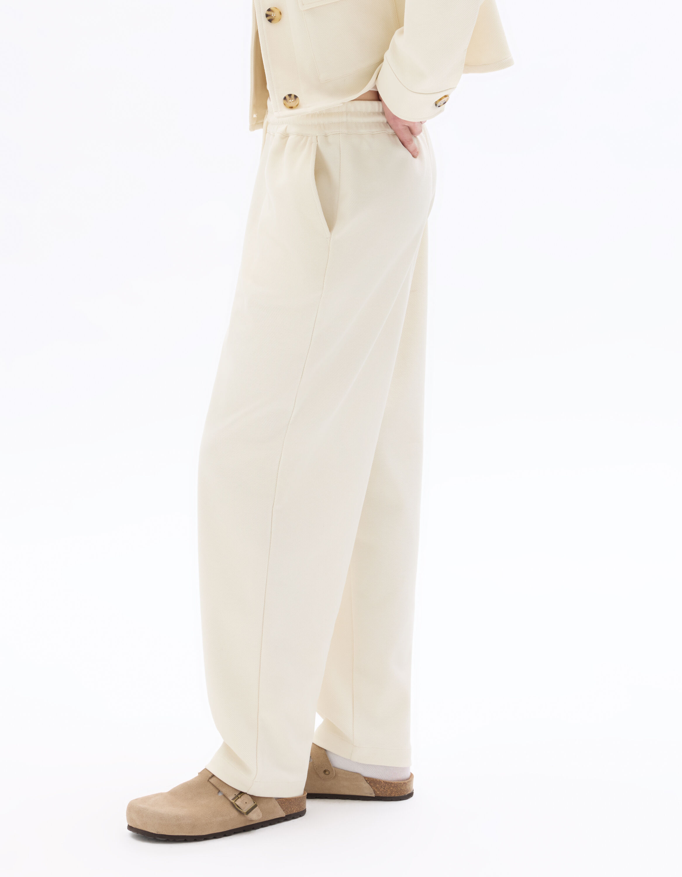 Pantalon straight élastiquée - écru