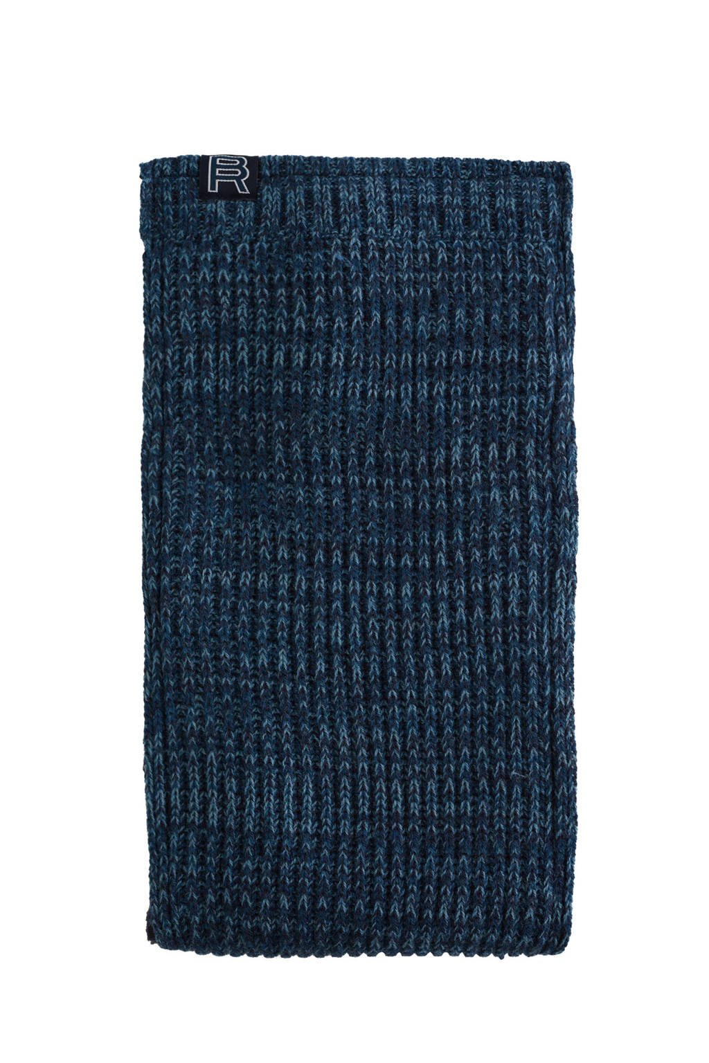 WE Fashion grof gebreide sjaal met fleecevoering donkerblauw/blauw