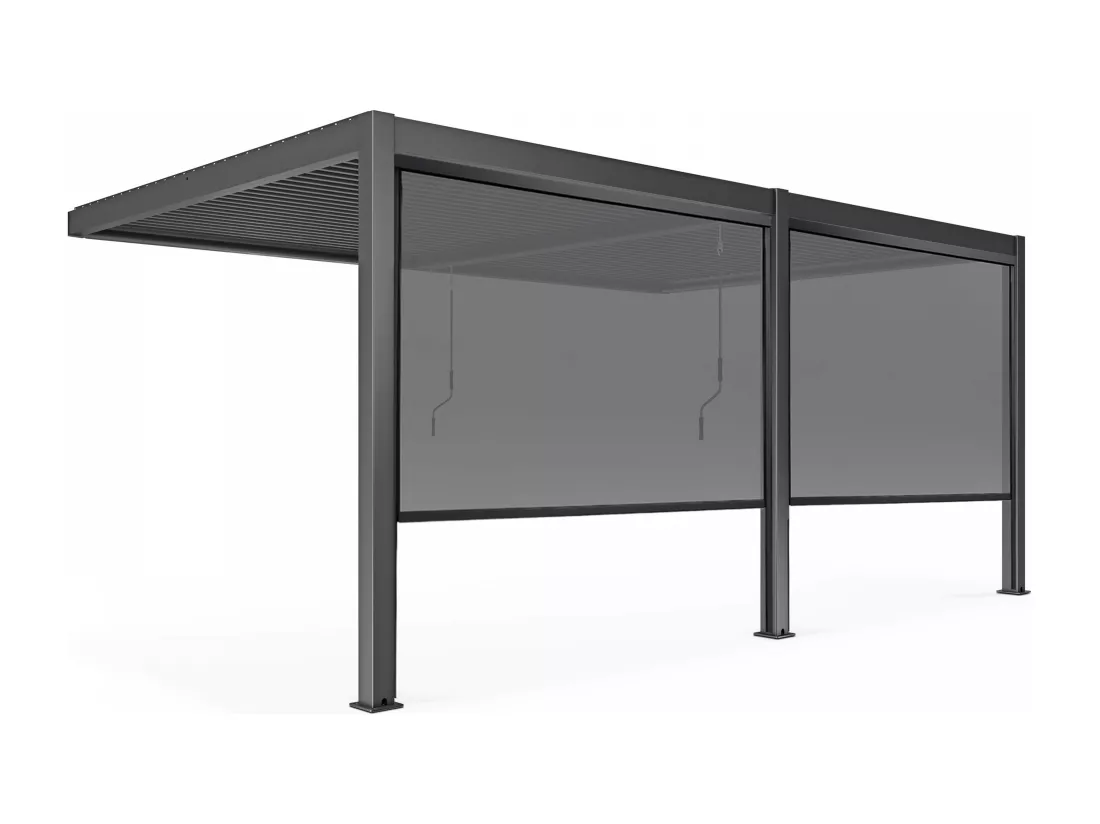 Pergola bioclimatique adossée 3x6m et 2 Stores 2,66 x 2,34m