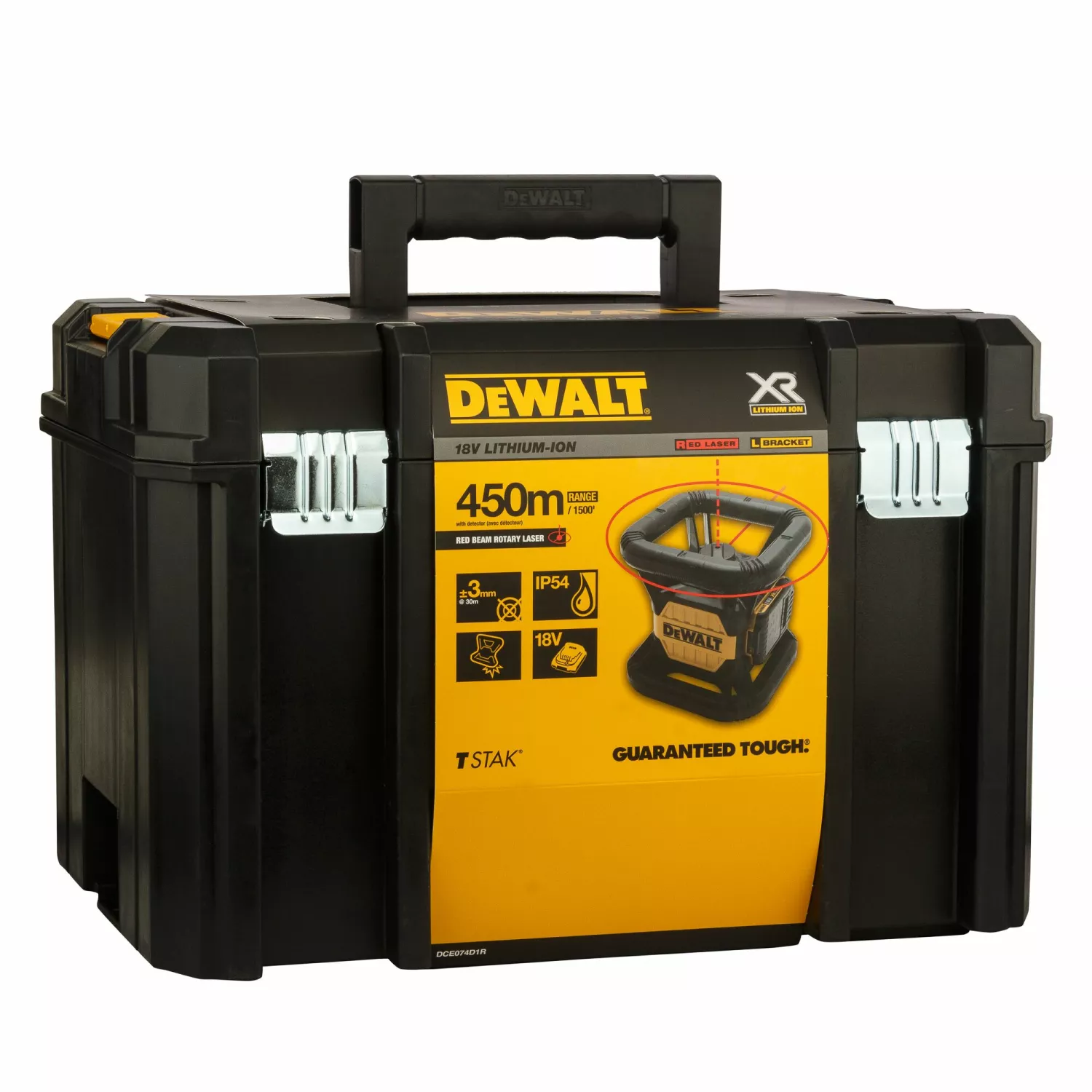 DeWALT DCE074D1R 18V Rotatie laser set incl. ontvanger in koffer - Rood - 45m - IP54