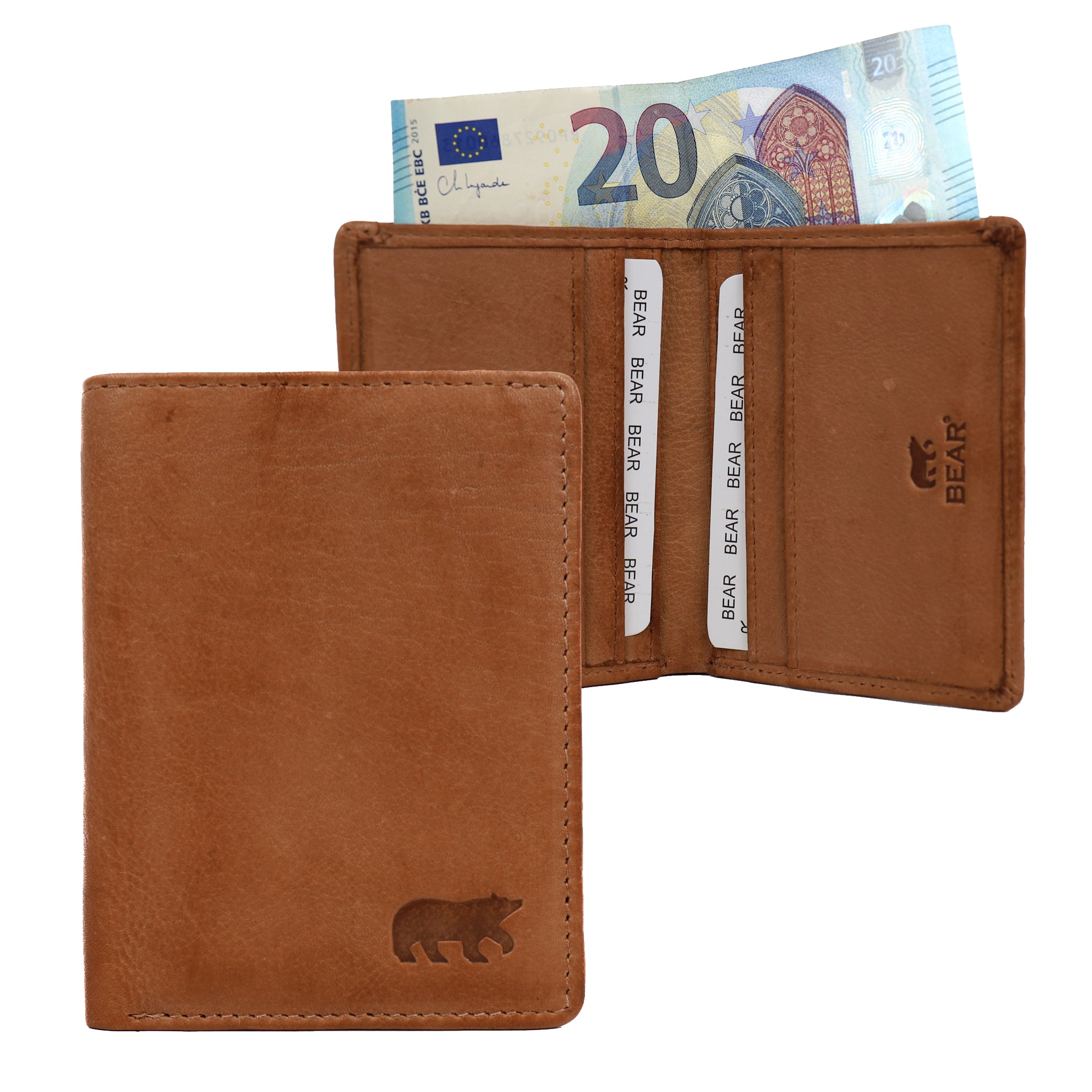 Pasjeshouder met briefgeld vak 'Cas' taupe TAUPE