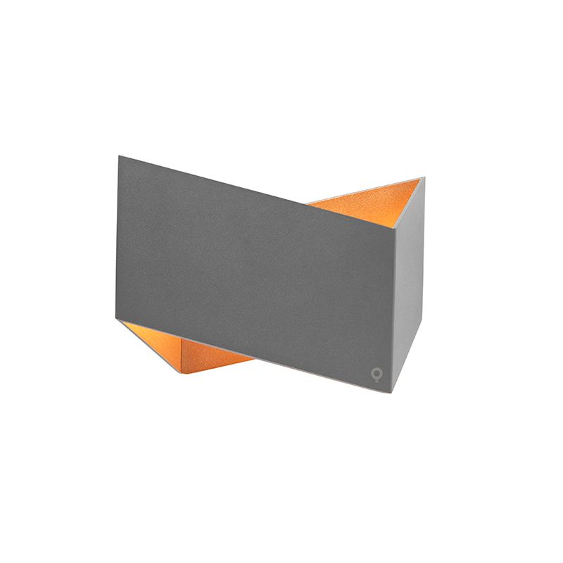 Design wandlamp grijs met koperen binnenkant - Fold