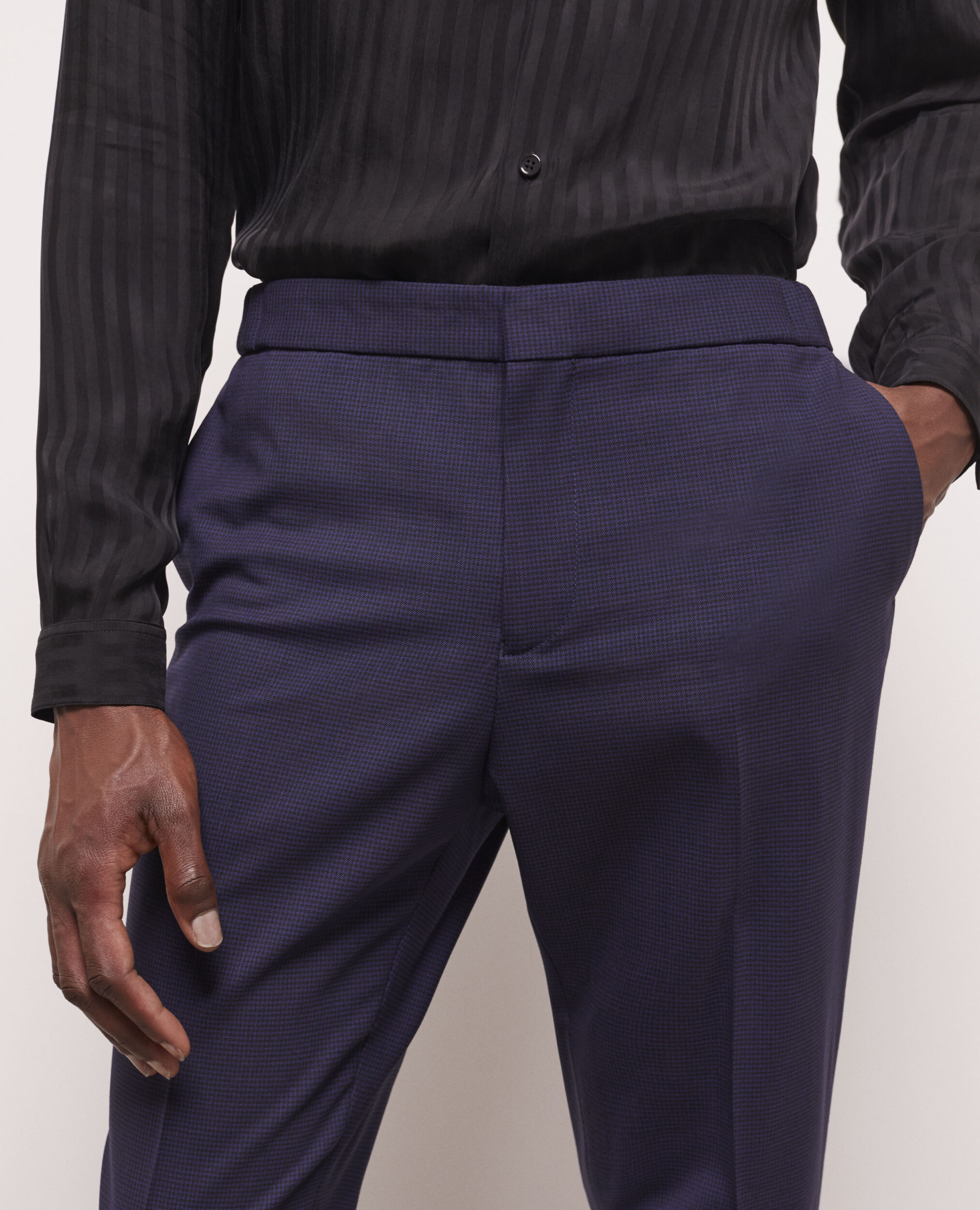 Pantalon de costume en laine pied-de-poule