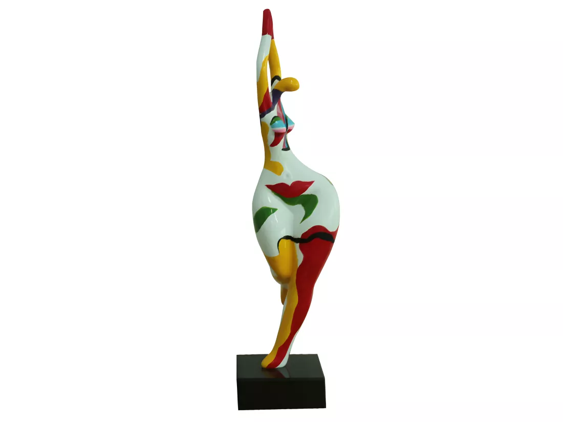 Statue femme bras en l'air et peinture abstraite H61 cm - WOMAN FACE
