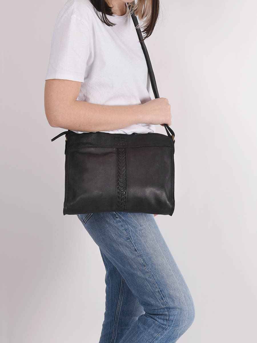 Sac bandoulire Cow cuir BASILIC PEPPER