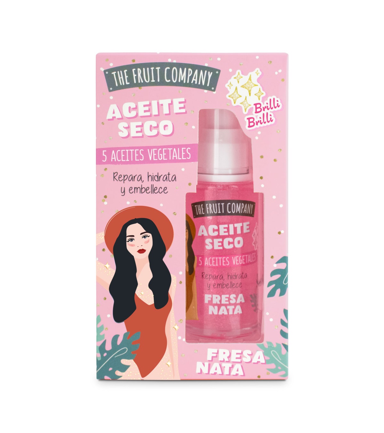 The Fruit Company - Óleo seco com glitter - Morango e creme