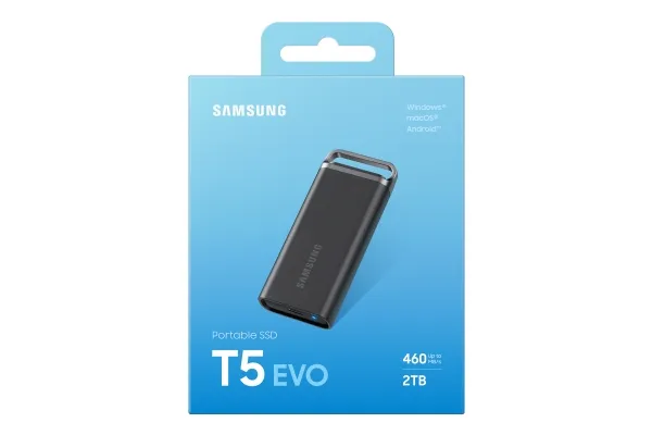 Samsung T5 Evo MU-PH2T0S - SSD - krypteret - 2 TB - ekstern (bærbar) - USB 3.2 Gen 1 (USB-C stikforbindelse) - 256-bit AES - sort