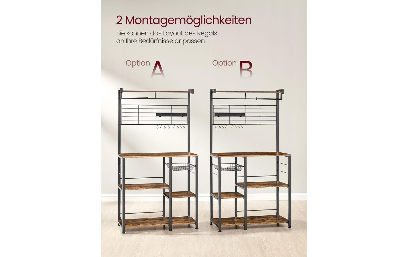 Küchenregal 90 cm x 167.3 cm, Braun/Schwarz<br>Küchenorganizer