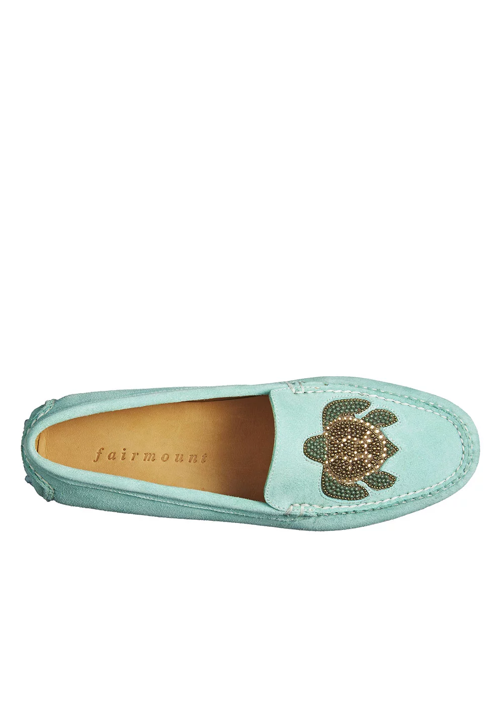 MOCASSIN FANCY DRIVER TURTLE VELOURS MENTHE