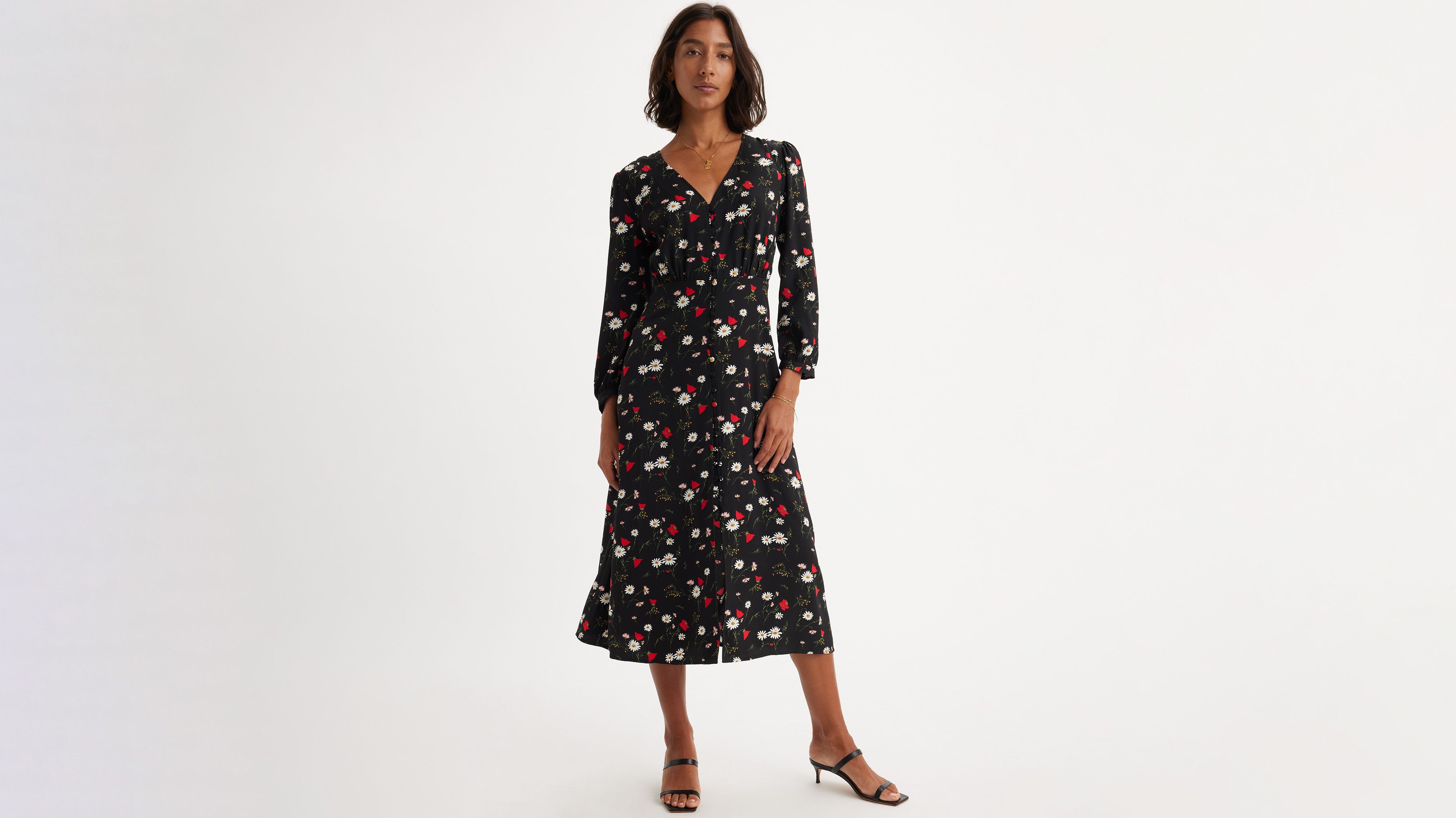 Robe manches longues Breslin - Wispy Wildflower Caviar - Noir