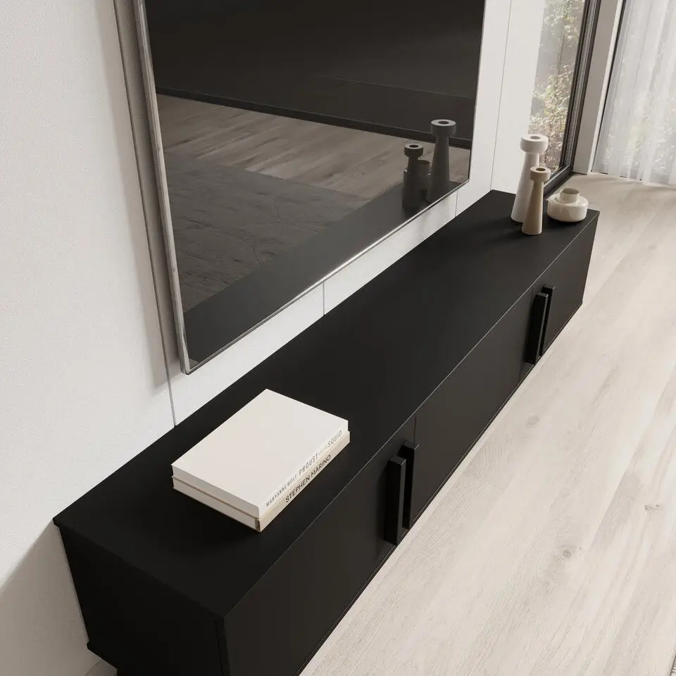 Meubella - Hydra - TV-Meubel - Zwart - 180 cm