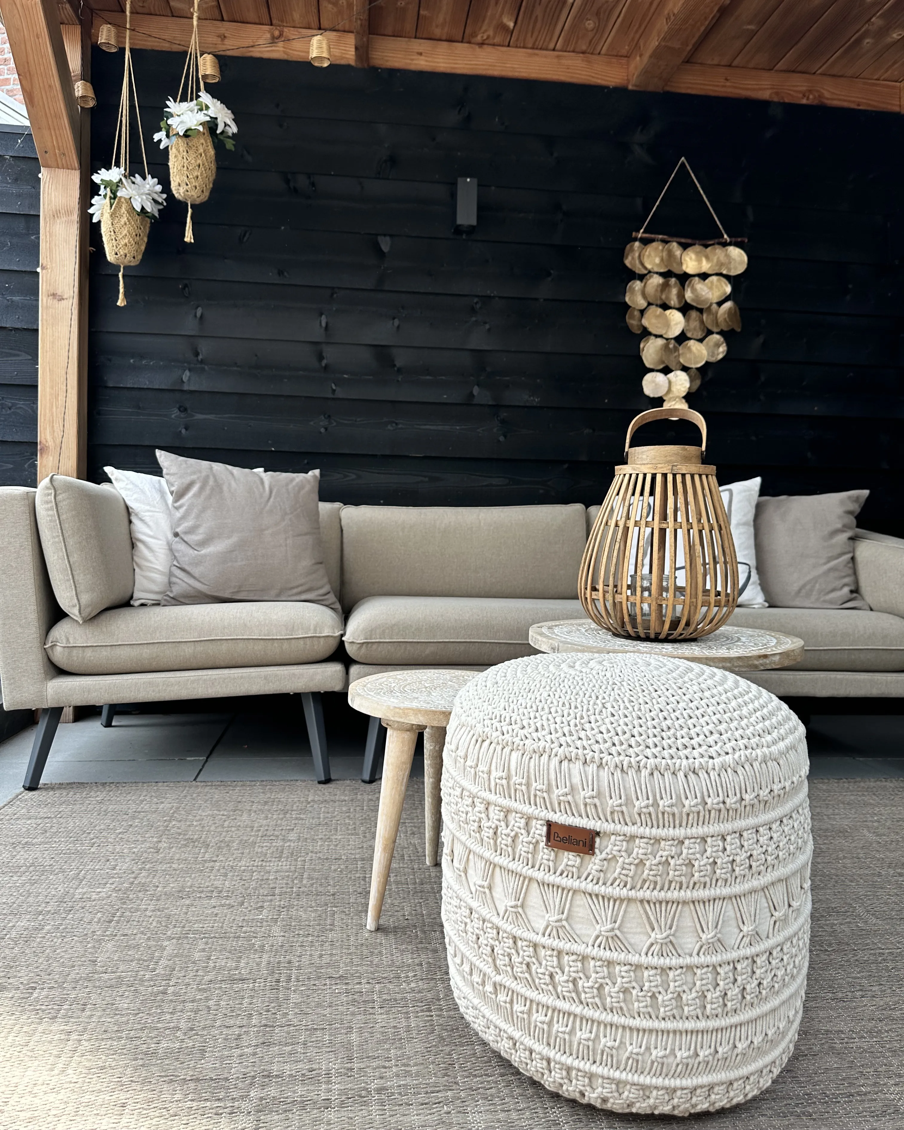 Poef Macramé THAKOT Katoen Beige