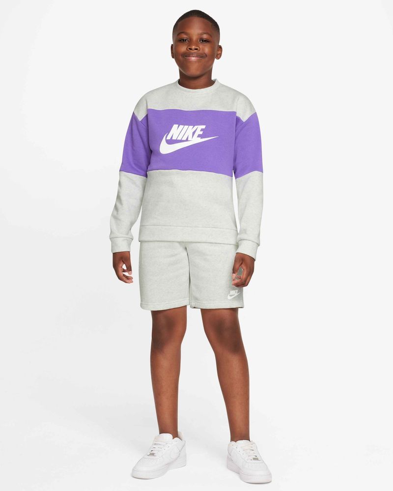 Ensemble Pull / Short Nike Sportswear French Terry Gris & Violet pour enfant