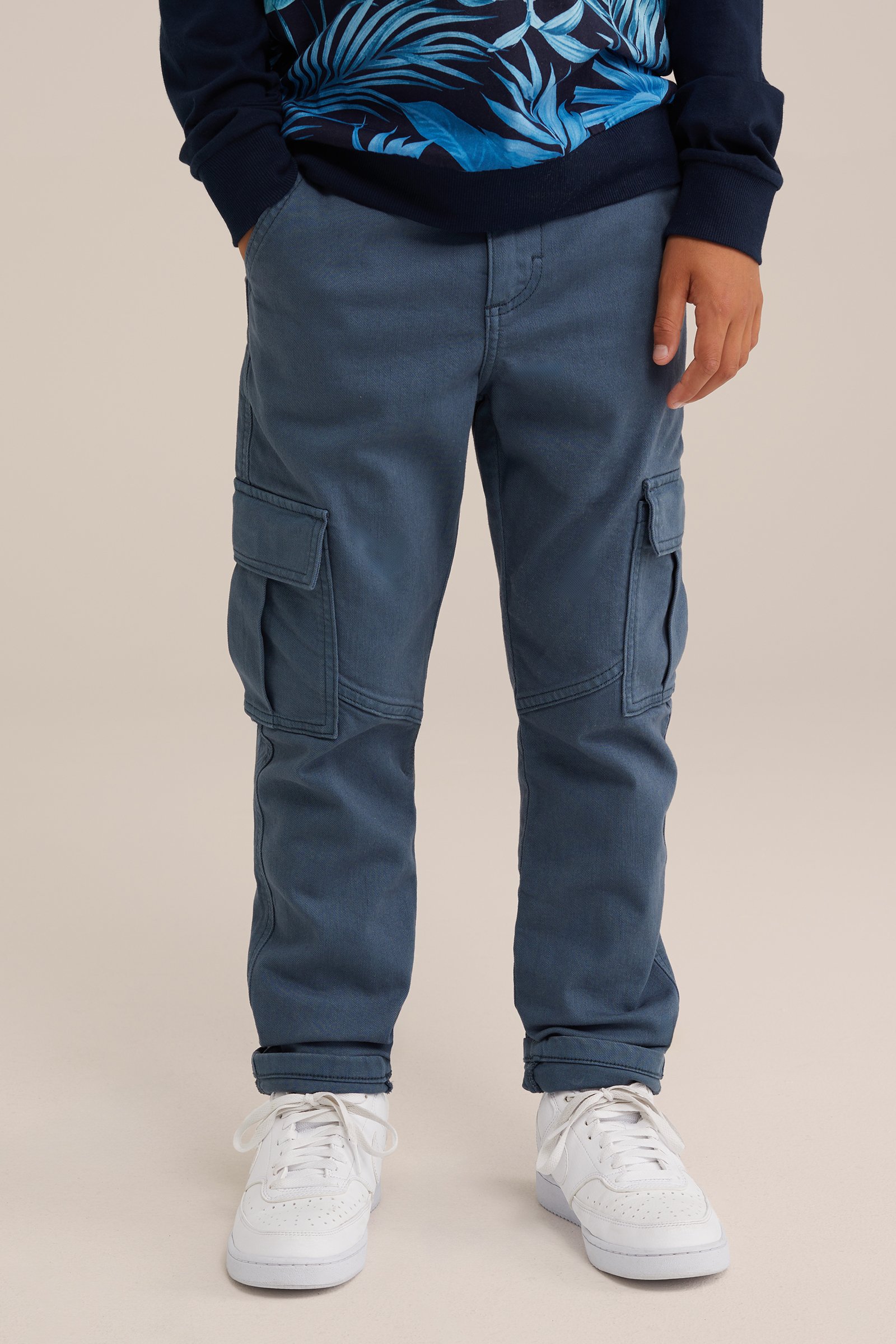 Jongens regular fit cargobroek WE Fashion Petrol