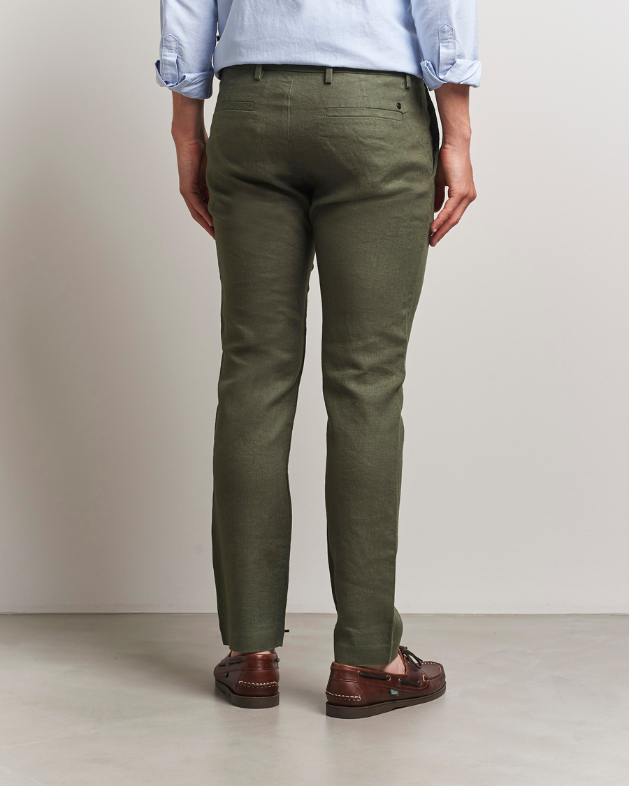 NN07 Theo Linen Trousers Croc Green