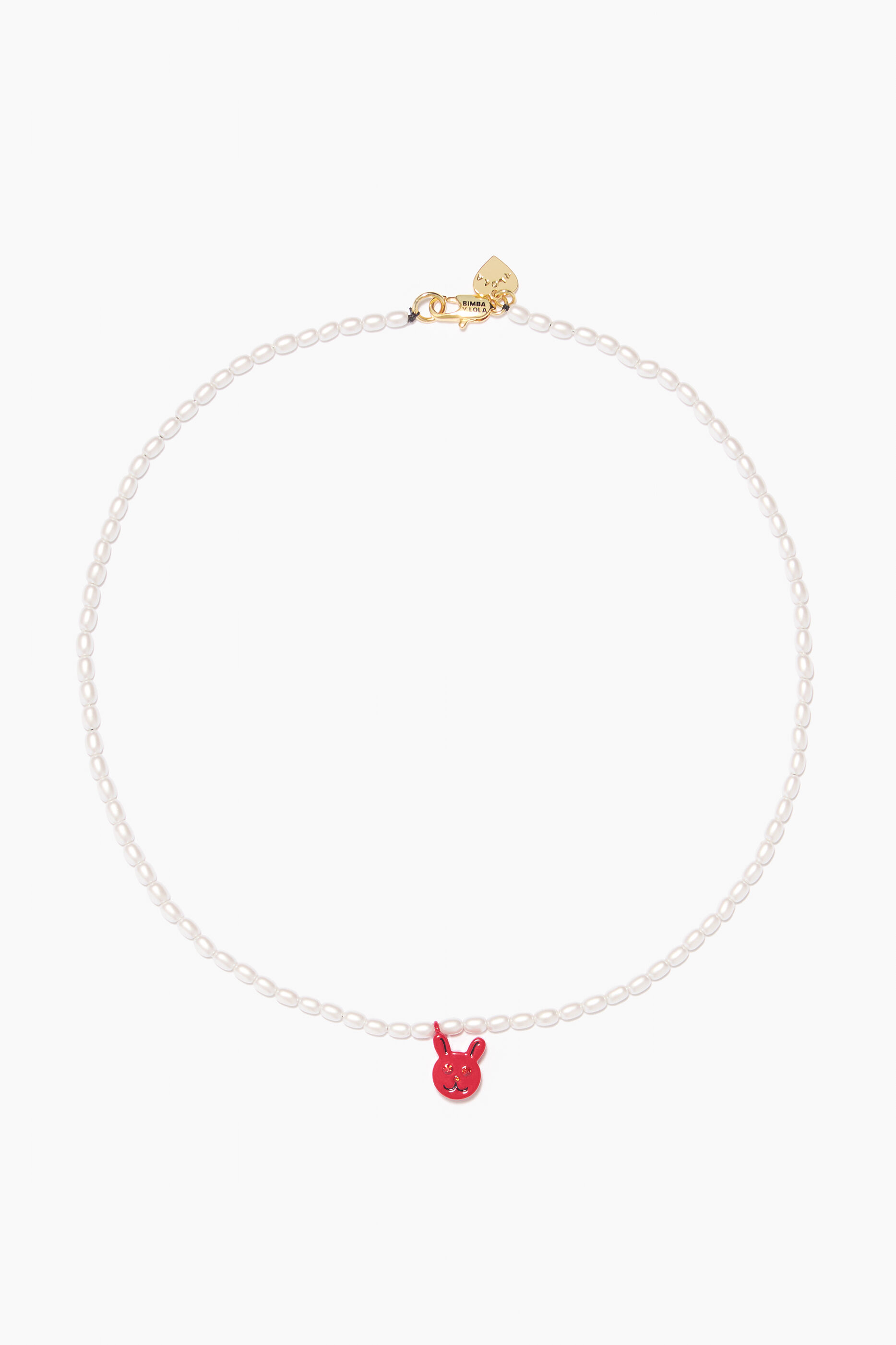 Colar de pérolas em forma de coelho vermelho