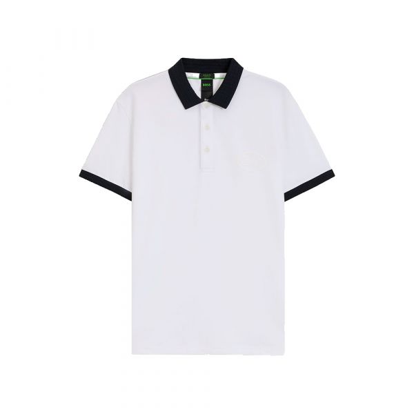 Boss para Homem Pólo Branco Absorvente em Piqué de Algodão Elástico L