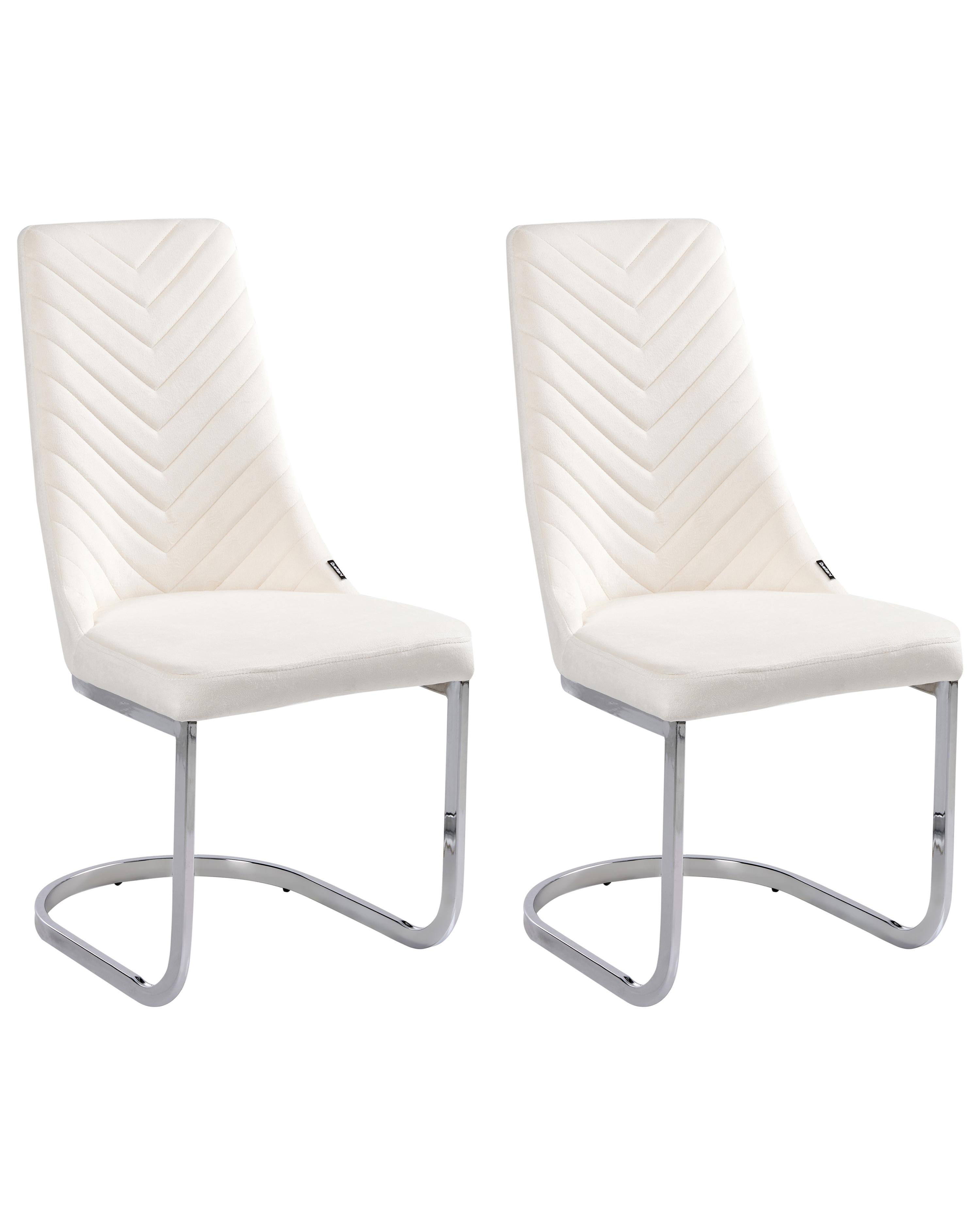 Set van 2 eetkamerstoelen ALTOONA Fluweel Gebroken wit